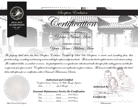Seal Out Scorpions home scorpion sealing certification